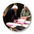 Sister Alice Marie Lyon and Sister Florita Rodman, enjoying Valentines from Sacred Heart School students